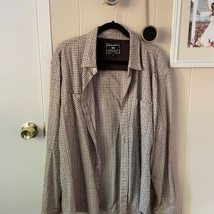 Men's Casual Button Down Shirt - Brown Checkered